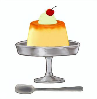 純喫茶のプリン(クリームさくらんぼ付) 純喫茶のプリン(クリームさくらんぼ付) プリン,デザート,おやつ,器,スプーン,クリーム,サクランボ,純喫茶,カラメル,喫茶店のイラスト素材