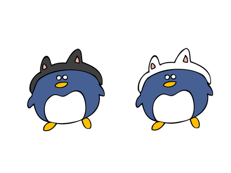 Illustration, penguin, cat ear, cat, JPG, PNG and EPS