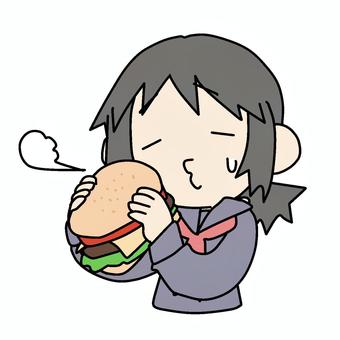 Melancholy girl with hamburger, , JPG and PNG