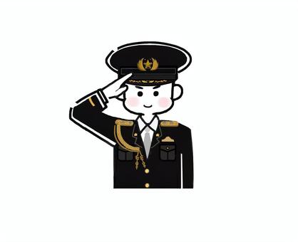 警察官・礼服(上半身) 警察官,儀礼服,礼服,式典,結婚式,かわいい,イラスト,敬礼,黒,公務員のイラスト素材