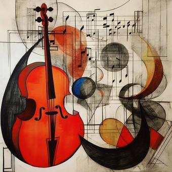 Illustration, música, violino, nota, 