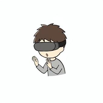 VR体験をしている小学生男児 vr体験,ゴーグル,仮想現実,ゲーム,少年,男児,男の子,児童,子供,小学生のイラスト素材