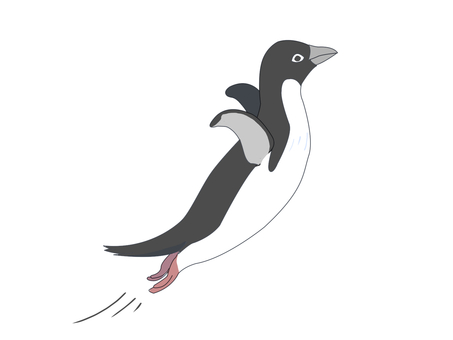 アデリーペンギン（ジャンプ） ペンギン,アデリーペンギン,鳥,動物,南極,ジャンプのイラスト素材