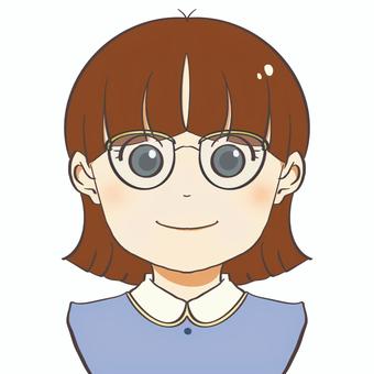 メガネの女性 女子,女性,女の子,美少女,キャラクターイラスト,ポートレート,バストアップ,上半身,可愛い,綺麗のイラスト素材