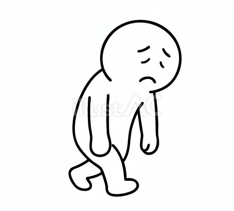 撃沈し落ち込んで歩く棒人間 落ち込む,ショック,とぼとぼのイラスト素材