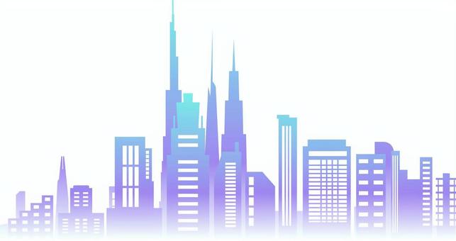 都会の街並み寒色 高層ビル,都会,街並み,グラデーション,寒色,群,ビル群,シルエット,ビル,背景のイラスト素材