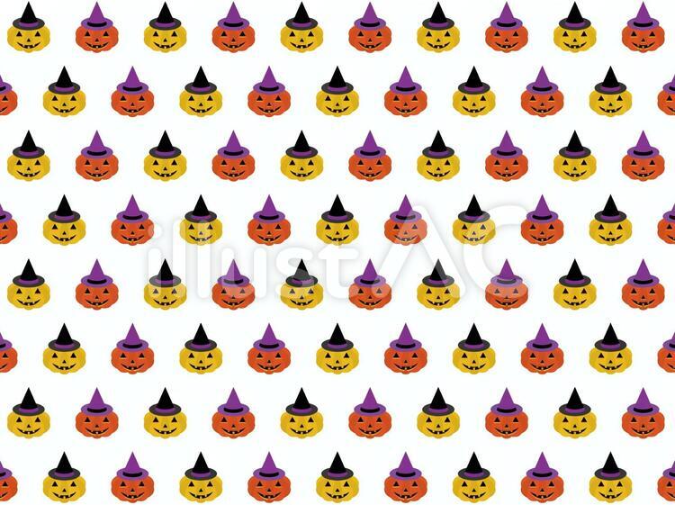 ハロインかぼちゃ(帽子あり)柄(交互) ハロウィン,柄,かぼちゃのイラスト素材