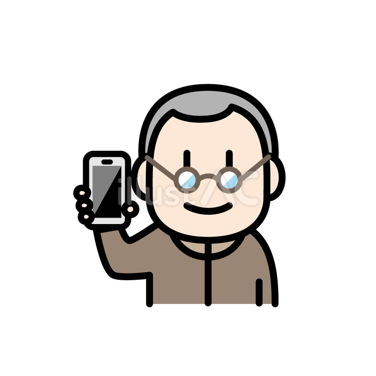 スマホを持つ高齢男性 スマホ,携帯,電話のイラスト素材