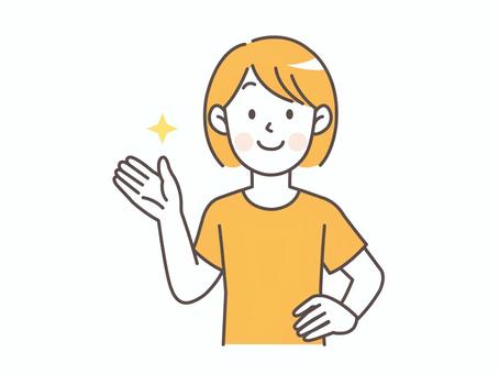 腰に手を当てて指差しする女性 腰に手を当てて指差しする女性 人物,女性,若い,ママ,主婦,シンプル,妻,母親,かわいい,イラストのイラスト素材