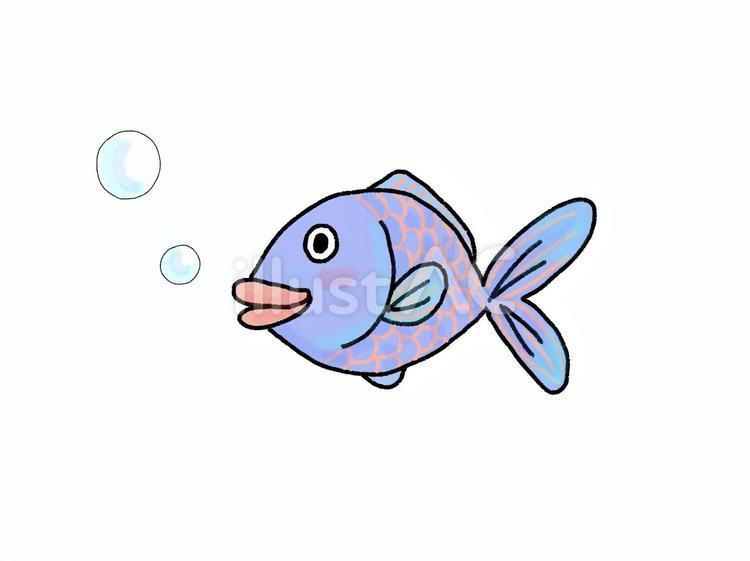 おさかなさん 青い魚,魚類,可愛いのイラスト素材