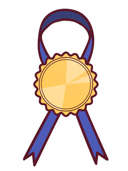 Gold medal and blue ribbon, , JPG, PNG and AI