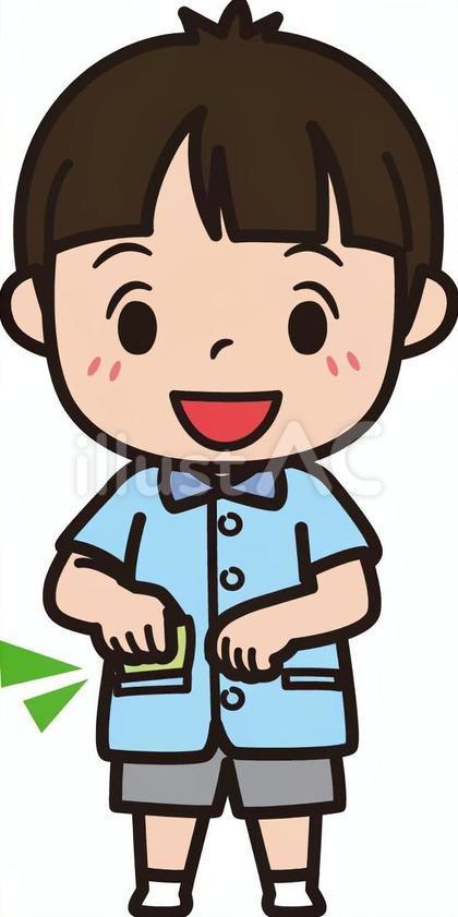 ハンカチを取り出す子供 お手拭き 男の子