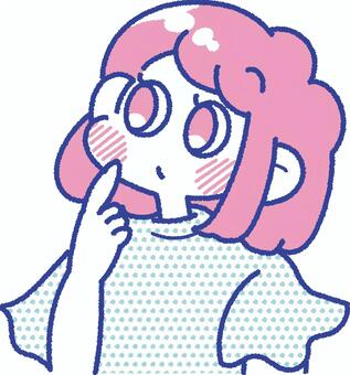 考えている女の子のイラスト 子ども,女の子,小学生,表情,ポーズ,児童,考える,疑問,わからない,キョトンのイラスト素材