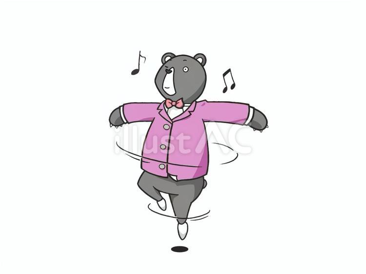 ご機嫌で鼻歌交じりに跳ねる熊(くま) 熊,スーツ,ダンスのイラスト素材