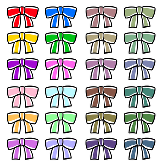 白ライン付きリボン各色 リボン,飾り,シンプル,シック,パステル,原色,セットのイラスト素材