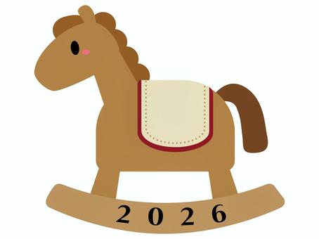 2026年午年用の木馬イラスト 2026年午年用の木馬イラスト 午,木馬,馬,2026年,干支,十二支,かわいい,キャラクター,年賀状,動物のイラスト素材