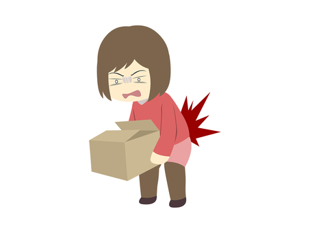 ぎっくり腰（女性風） 腰痛,体調不良,筋肉痛,ぎっくり腰,腰,背中,痛い,痛み,辛い,関節痛のイラスト素材