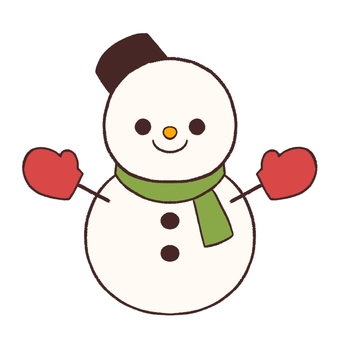 Illustration of a snowman wearing red gloves, , JPG and PNG