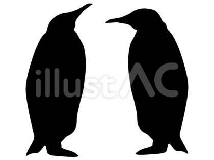 エンペラーペンギンシルエット モノクロ