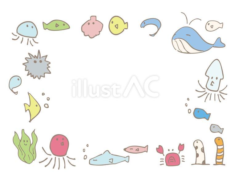 海の生き物フレームイラスト フレーム,枠,飾り枠のイラスト素材