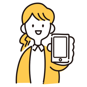 スマホの画面を見せる女性のイラスト キャラクター,シンプル,女性,かわいい,線画,ビジネスマン,スマホ,スマートフォン,携帯電話,仕事のイラスト素材