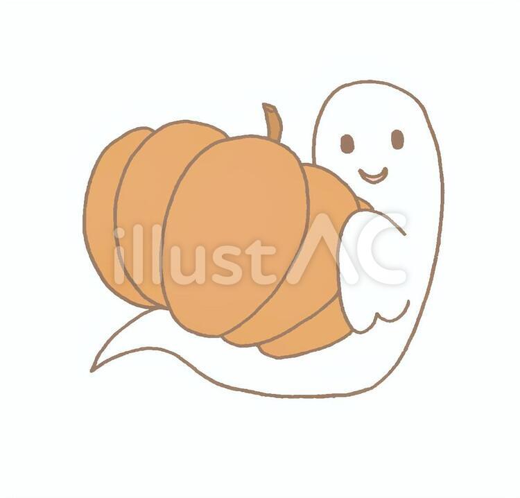 おばけとかぼちゃ おばけ,カボチャ,ハロウィンのイラスト素材