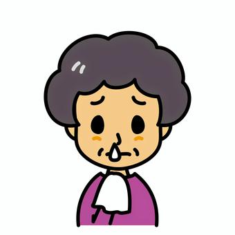 シニア女性　鼻水 鼻水,高齢者,風邪,鼻炎,病気,インフルエンザ,アレルギー,中年,花粉症,症状のイラスト素材