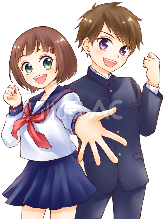 学生 学生,男女,セーラー服のイラスト素材