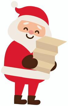 手紙を読むサンタさん クリスマス,サンタクロース,手紙,読む,笑顔,全身,おじいさん,人物,ポーズ,冬のイラスト素材