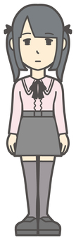  地雷系女子-423-全身 ポカン,地雷系,女性,女の子,ツインテール,人物,かわいい,ぽかーん,呆れる,挿絵のイラスト素材