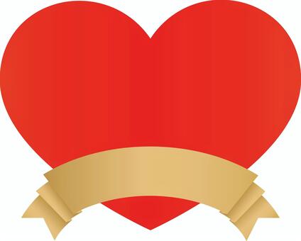 Heart-shaped title frame (gold ribbon), heart, frame, bridal, JPG, PNG and AI