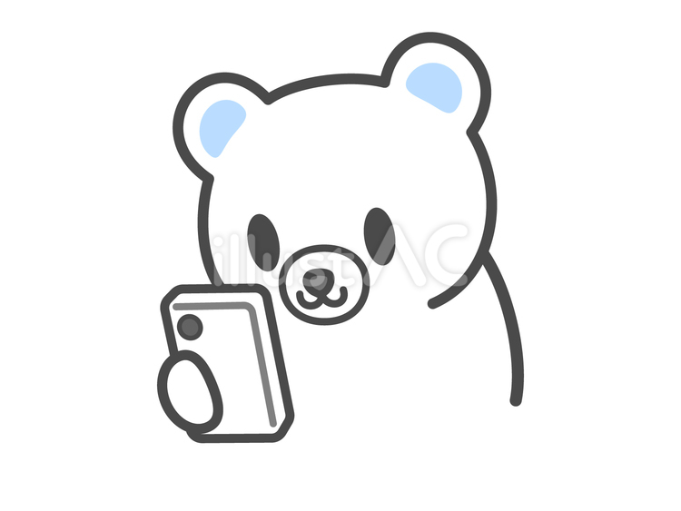 スマホを見る白熊 熊,白熊,動物のイラスト素材