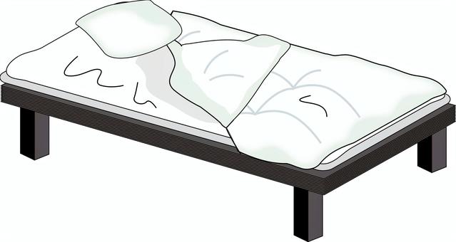 ベッド使用後 ベッド,布団,枕,シーツ,しわ,乱れる,寝起き,寝室,寝具,使用のイラスト素材