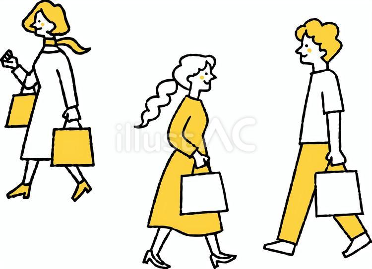 紙袋を持って歩く人たち 紙袋,持つ,歩くのイラスト素材