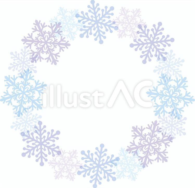 背景フレーム　雪　円形 雪,雪の結晶,冬のイラスト素材