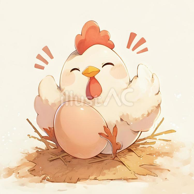 笑顔のにわとりさん にわとり,鳥,卵のイラスト素材