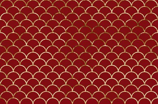 赤と金の豪華な鱗模様パターン パターン,鱗,テクスチャのイラスト素材