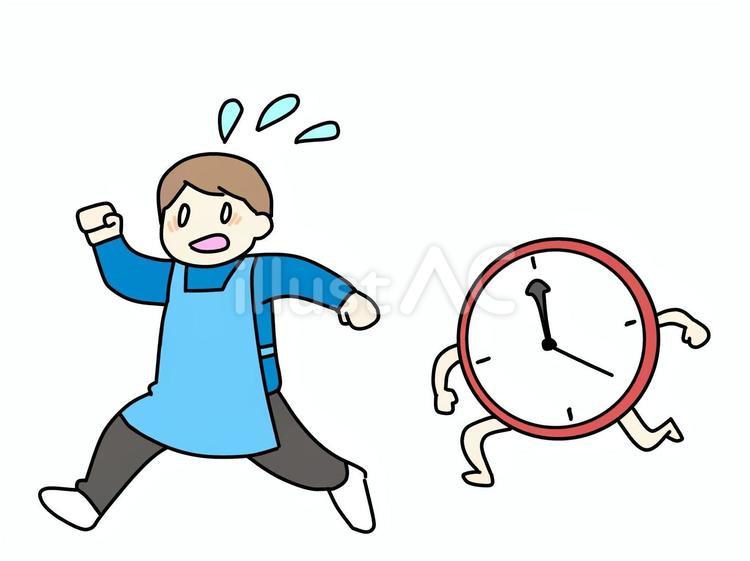 時間に追われる男性 忙しい,慌てる,多忙のイラスト素材