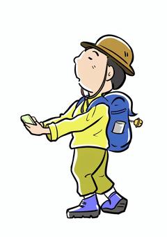 ハイキング 紅葉,ハイキング,山道,登山,自撮り,老眼,スマホ,gps,迷子,ぼやけのイラスト素材
