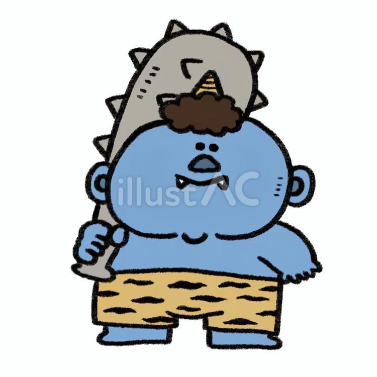 こん棒を持った青鬼くん 節分,青鬼,鬼のイラスト素材