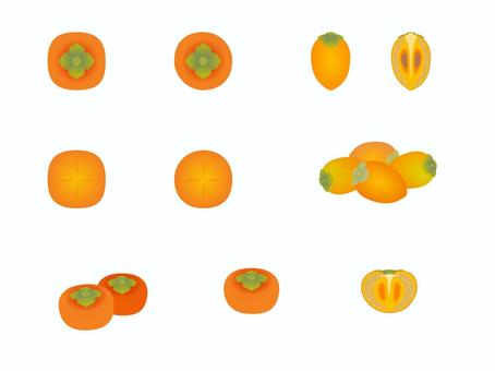 柿01 柿,くだもの,秋,フルーツ,果実のイラスト素材