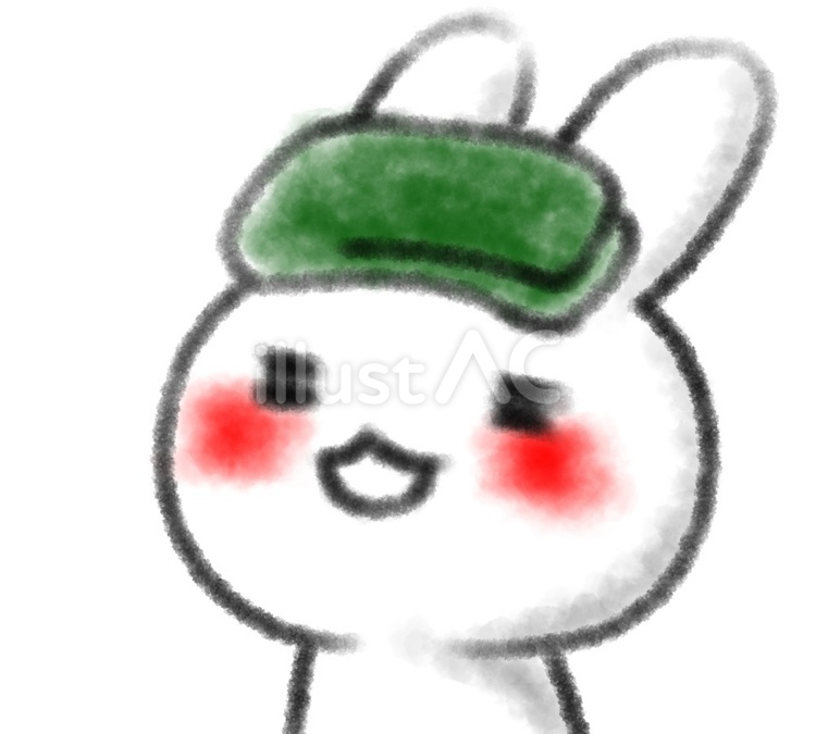タオルを乗せてお風呂上りほっこりうさぎ うさぎ,動物,可愛いのイラスト素材