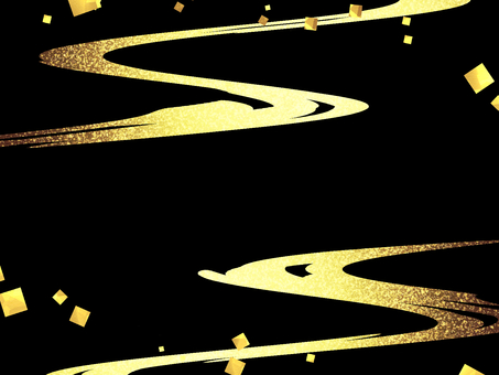 金色の豪華な波模様と黒い和風背景 金,金箔,筆,背景,黒,波,和柄,キラキラ,和風,年賀状のイラスト素材