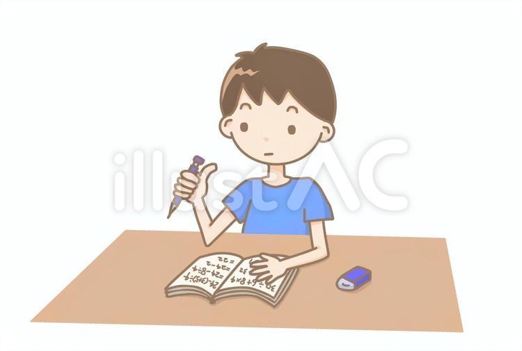 勉強している男子 男の子,人物,1人のイラスト素材