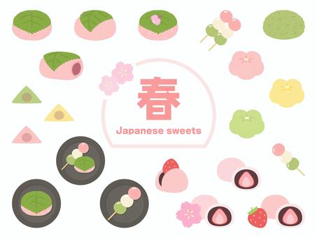 春の和菓子のイラストセット 春の和菓子のイラストセット 春,和菓子,桜餅,花見団子,いちご大福,桜,花,いちご,草餅,よもぎ餅のイラスト素材
