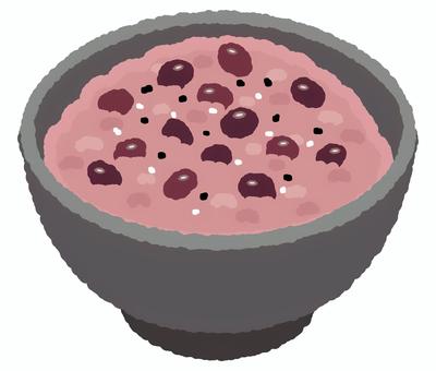 ごま塩のかかった赤飯 ご飯,米,ごはん,茶碗,手描き,挿絵,素材,赤飯,もち米,小豆ご飯のイラスト素材