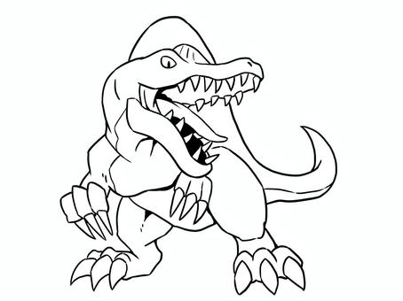 ポップ恐竜（スピノサウルス）ぬり絵 恐竜,塗り絵,ジュラシック,スピノサウルス,モンスターのイラスト素材