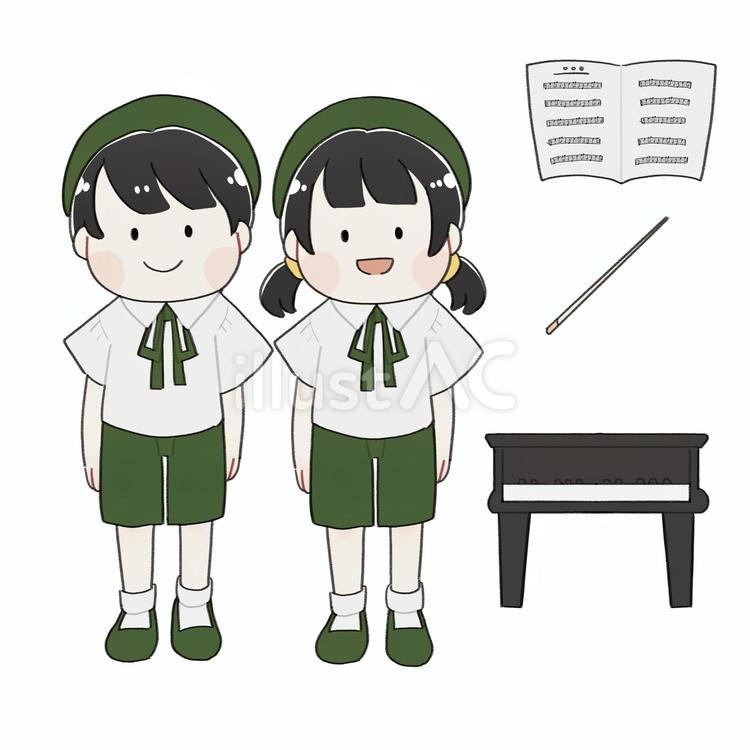 手描き風　子ども　合唱団　セット 手描き風,人物,子どものイラスト素材
