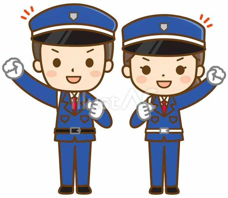 警備員の男女(全身図) 警備員,警備,守衛のイラスト素材