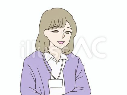 ネームプレートをつけた女性